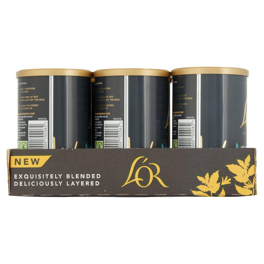 L'OR Artiste Vigoroso Instant Coffee 95g Intensity 8 (Pack of 6 Tins, 570g Total)