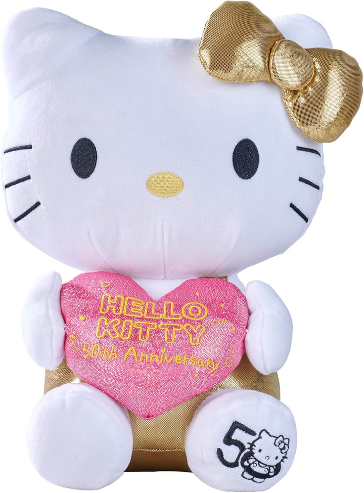 Hello Kitty 50th Anniversary Plush Figure - Golden Edition Collectible for Ages 3+