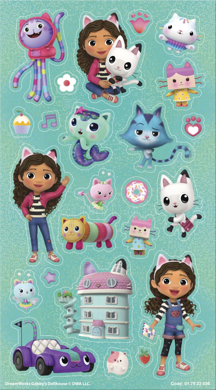 Paper Projects Gabby's Dollhouse Mega Sticker Pack - 150 Pieces | Reusable Foiled Stickers | A4 Glossy Sheet 3