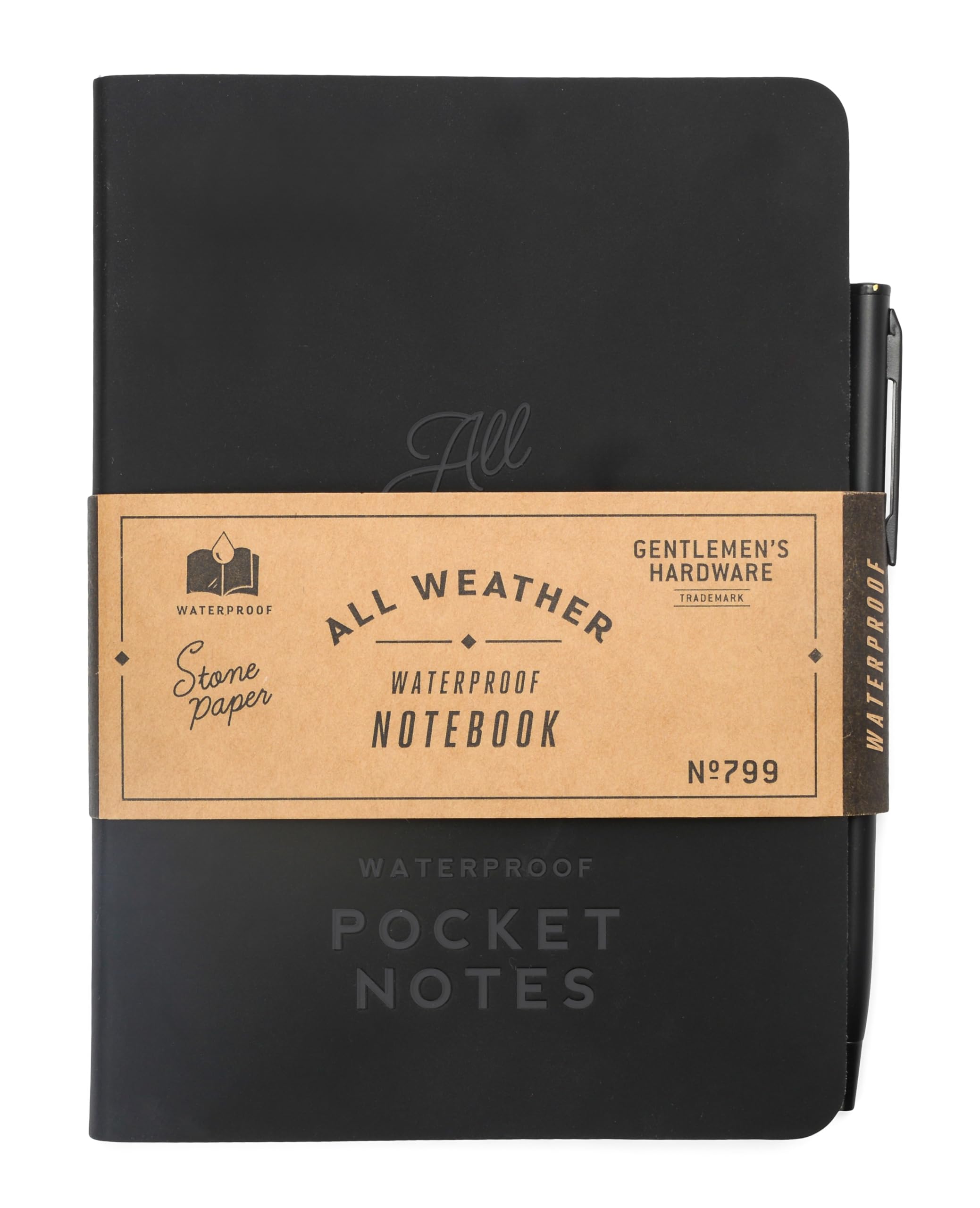 Gentlemen's Hardware Waterproof Pocket Notebook - 104 Pages Stone Paper | Ballpoint Pen Included