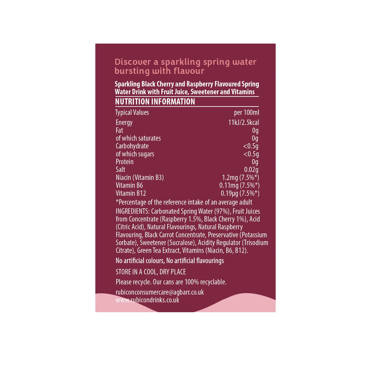 Rubicon Spring Black Cherry Raspberry Flavoured Water - 12 x 500ml