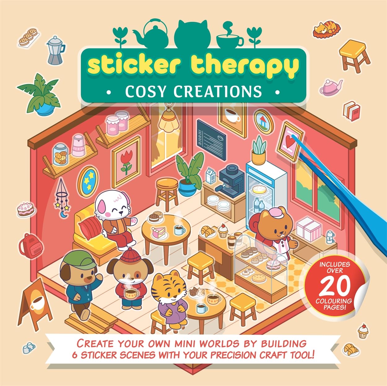SparkPool Sticker Therapy: Cosy Creations - 2-in-1 Sticker & Colouring Book | Hardcover | English