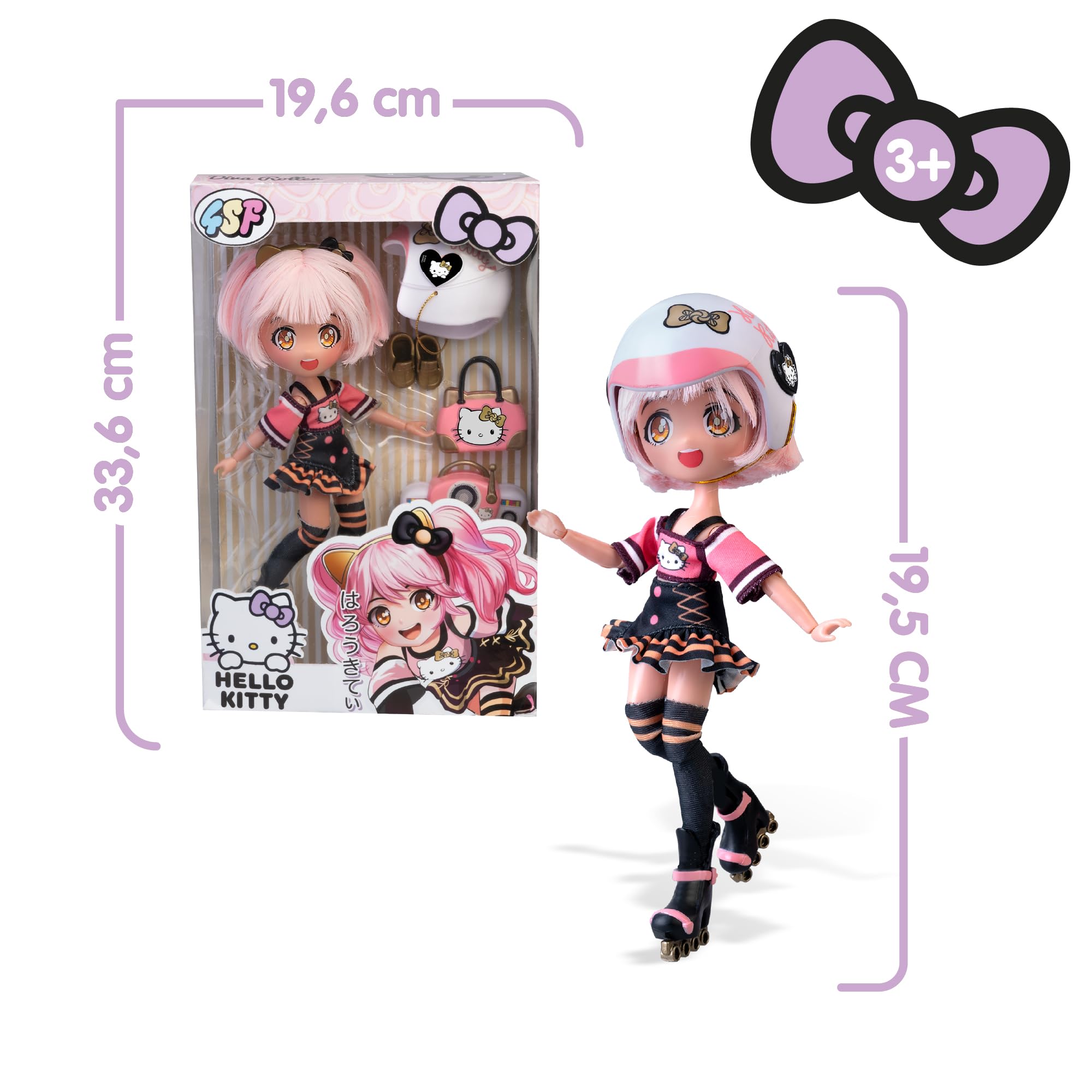 4SF Hello Kitty Golden Diva Roller Fashion Doll - 19.5 cm, Multicolor, 15+ Articulation Points