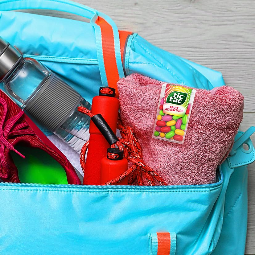 Tic Tac Fruit Adventure Mints - Cherry, Strawberry, Passion Fruit & Lime Flavors | 18g Pack of 24 3