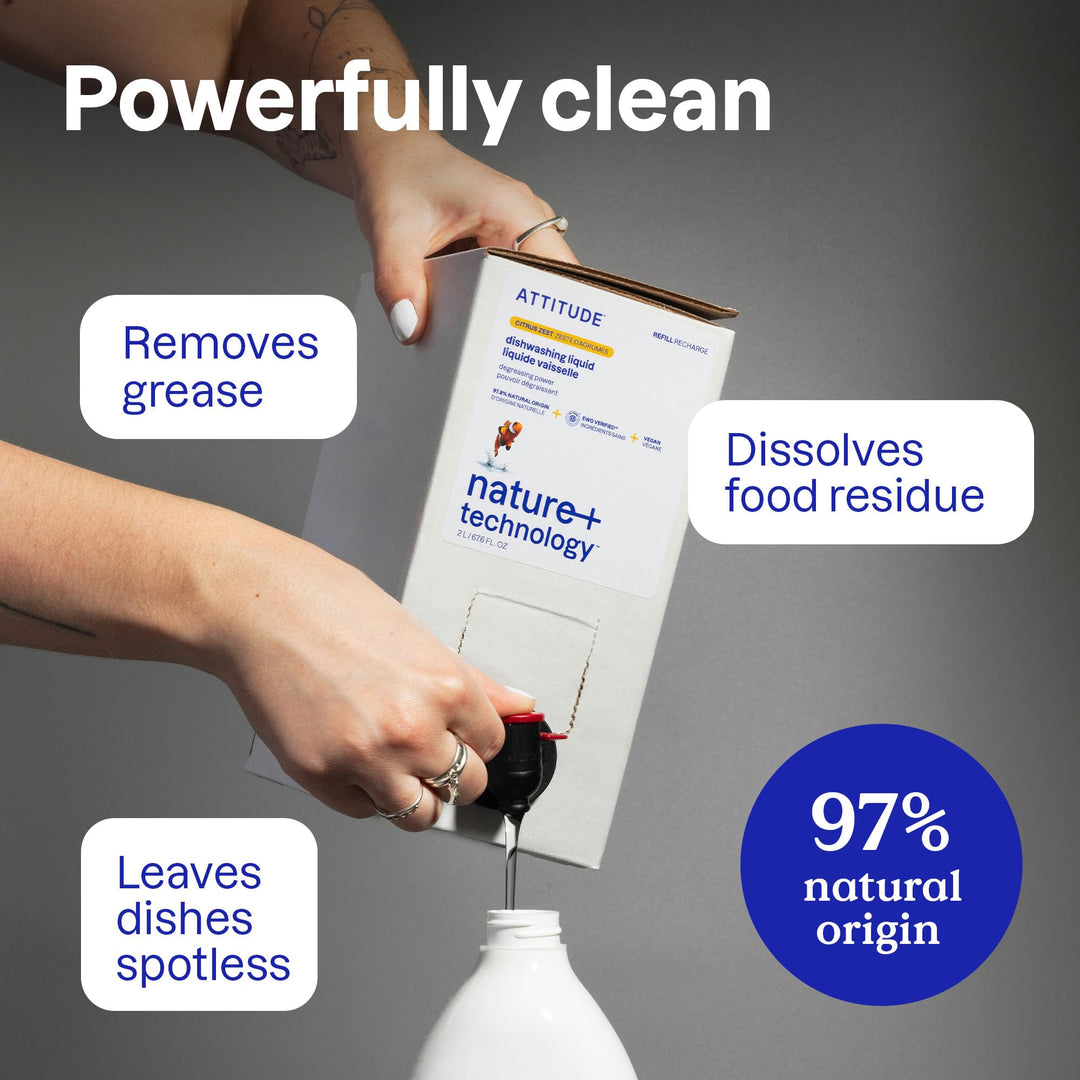 ATTITUDE - Washing Up Liquid, EWG Verified, Plant-Based & Vegan Dish Soap