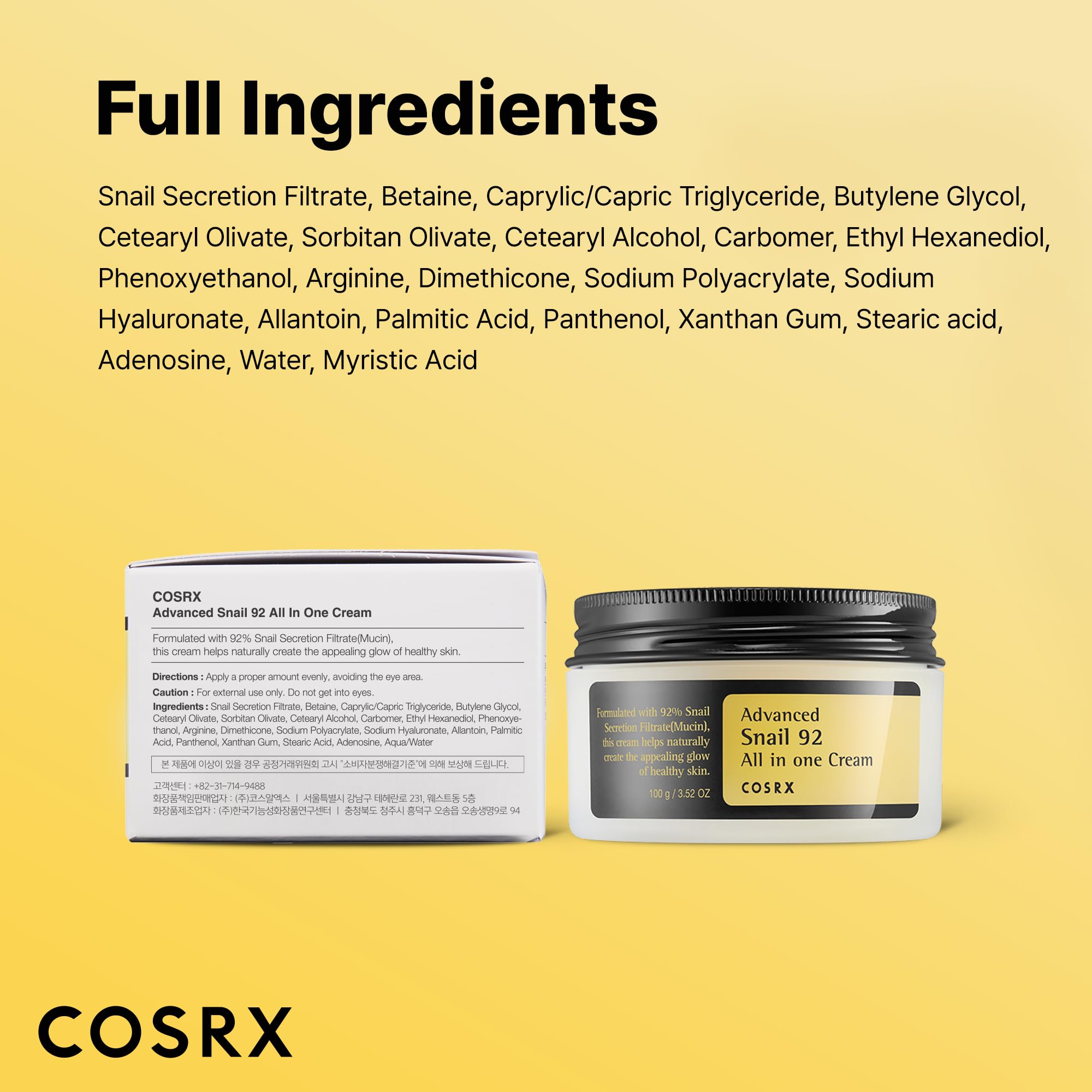 COSRX Advanced Snail 92 All In One Cream - Hydrating & Repairing Facial Moisturiser | 100g 8