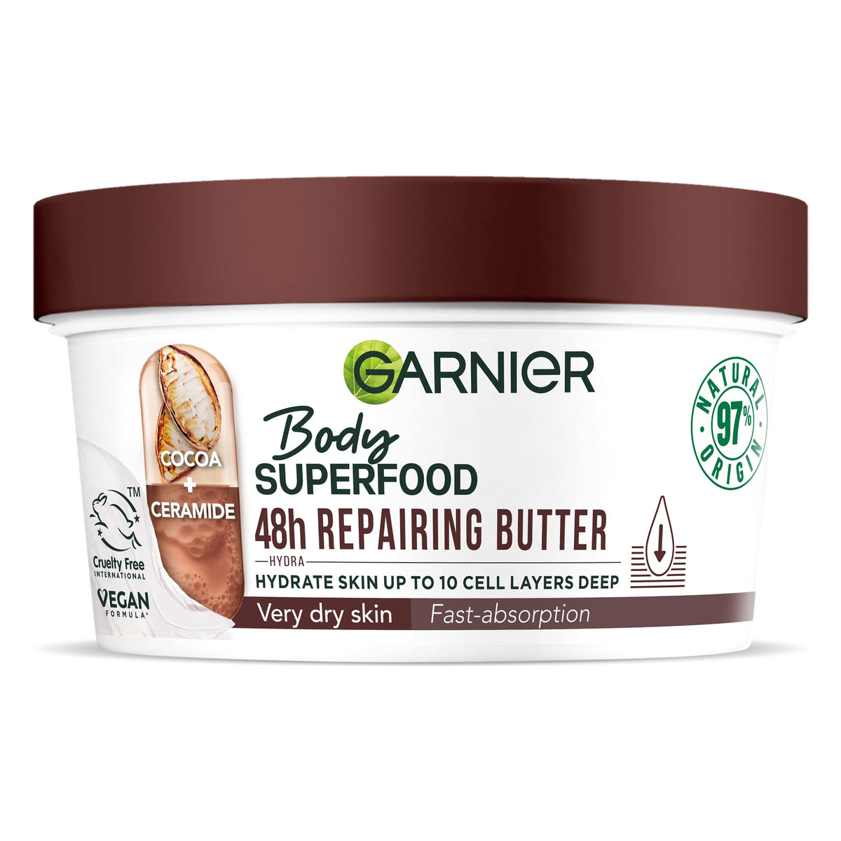 Garnier Body Superfood Repairing Body Butter with Cocoa & Ceramide for Very Dry Skin - 300 ml