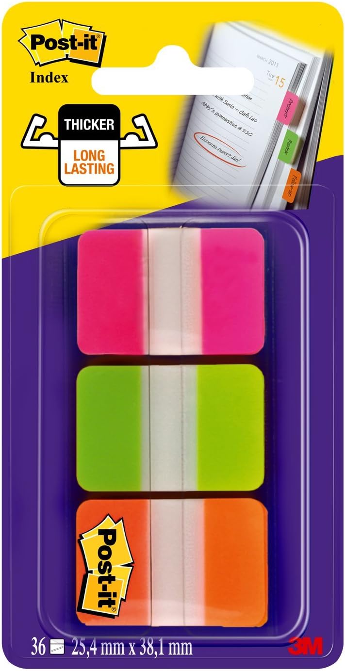 Post-it Index Medium Strong Filing Tabs - Assorted Colour (Pack of 12) 1