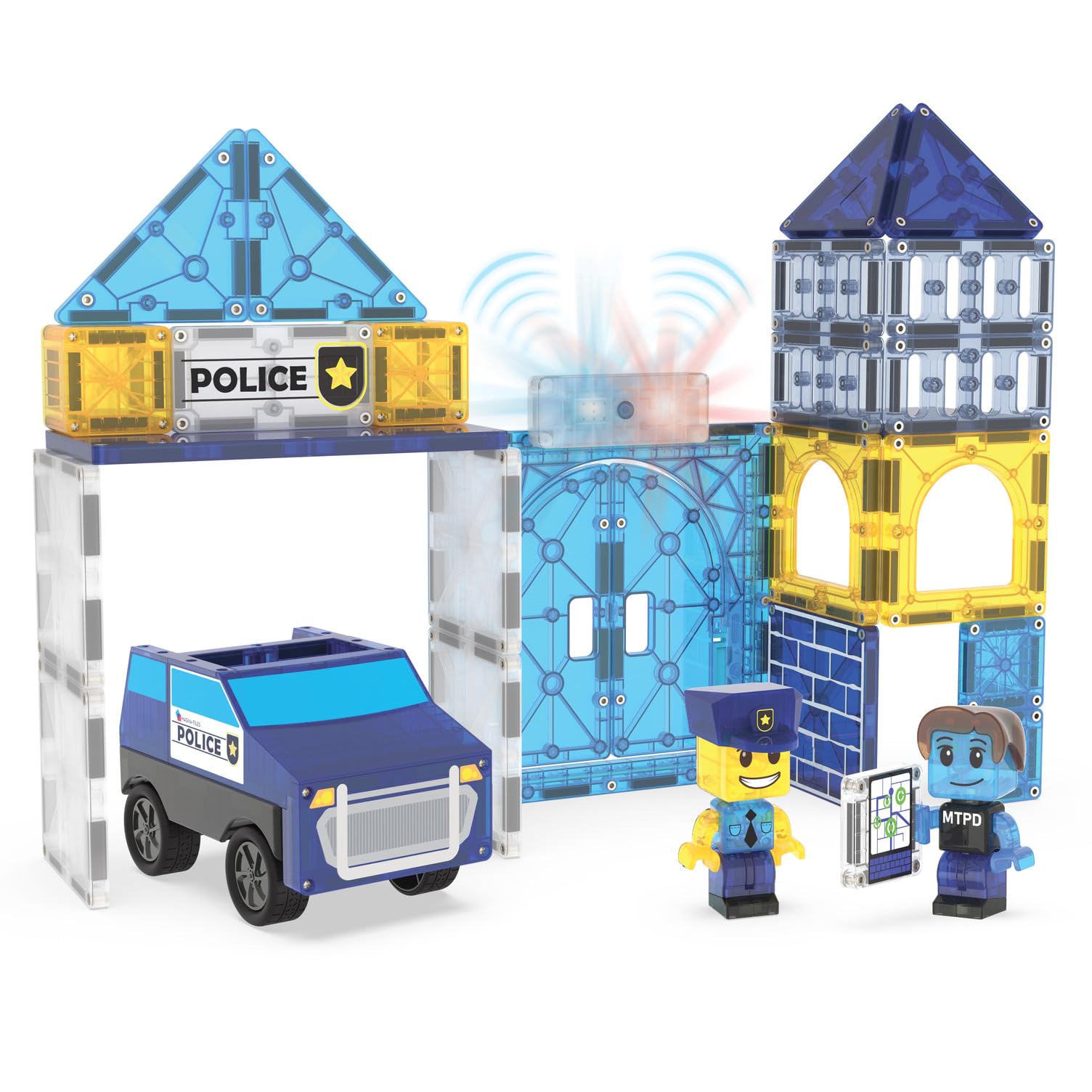 MAGNA-TILES Police Station 35-Piece Magnetic Construction Set 7