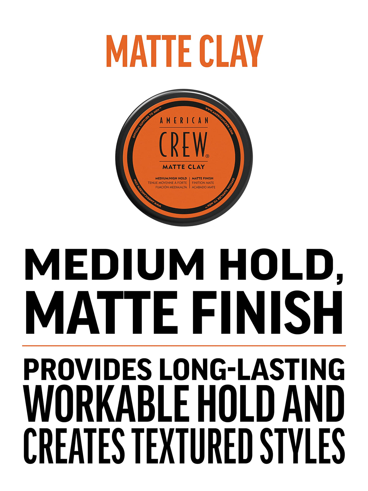 American Crew Texturising Matte Clay - Medium Hold, Matte Finish, Citrus Scent | 85g 3