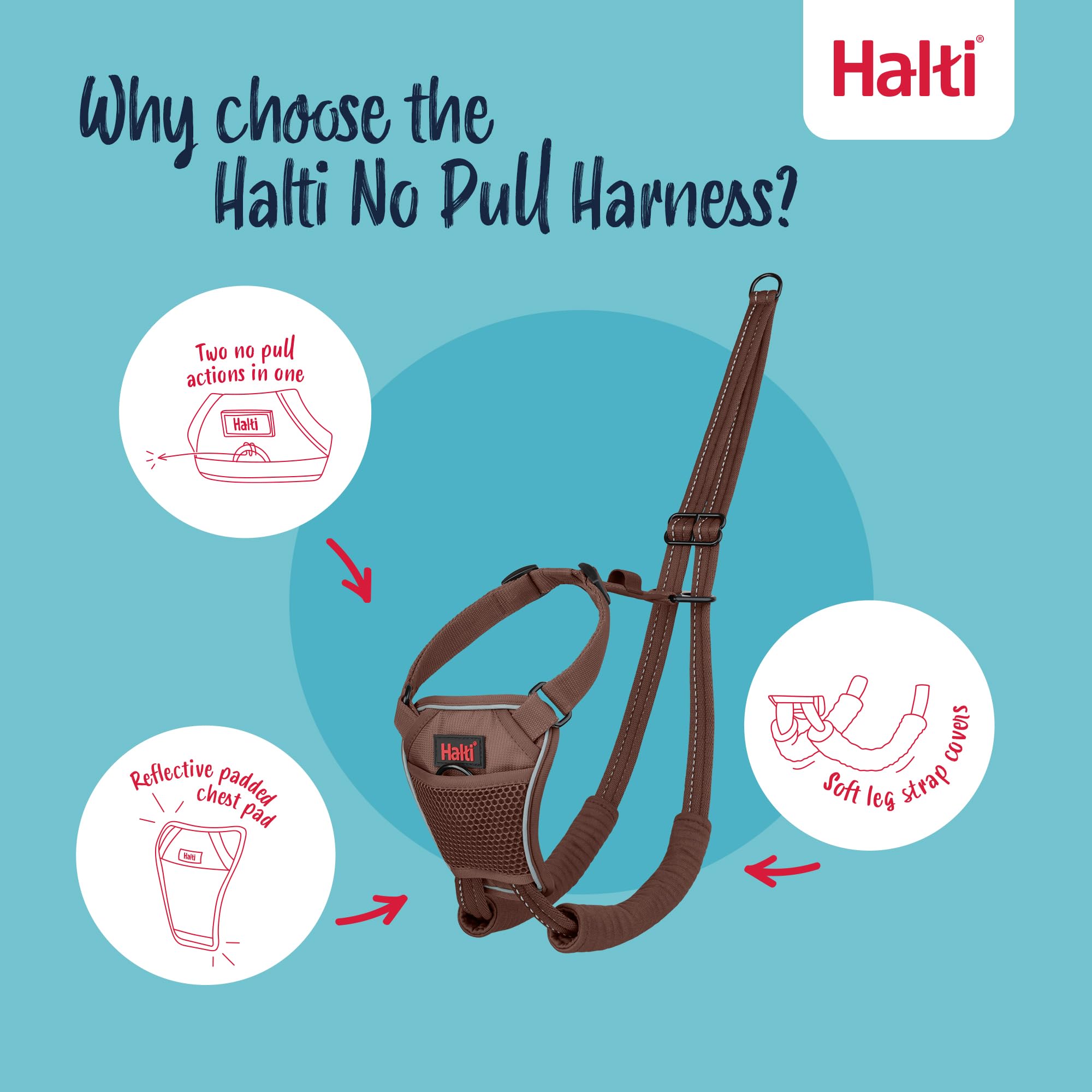 Halti No Pull Harness - Stops Pulling with Front Control Steering | Size M | Deep Walnut 3