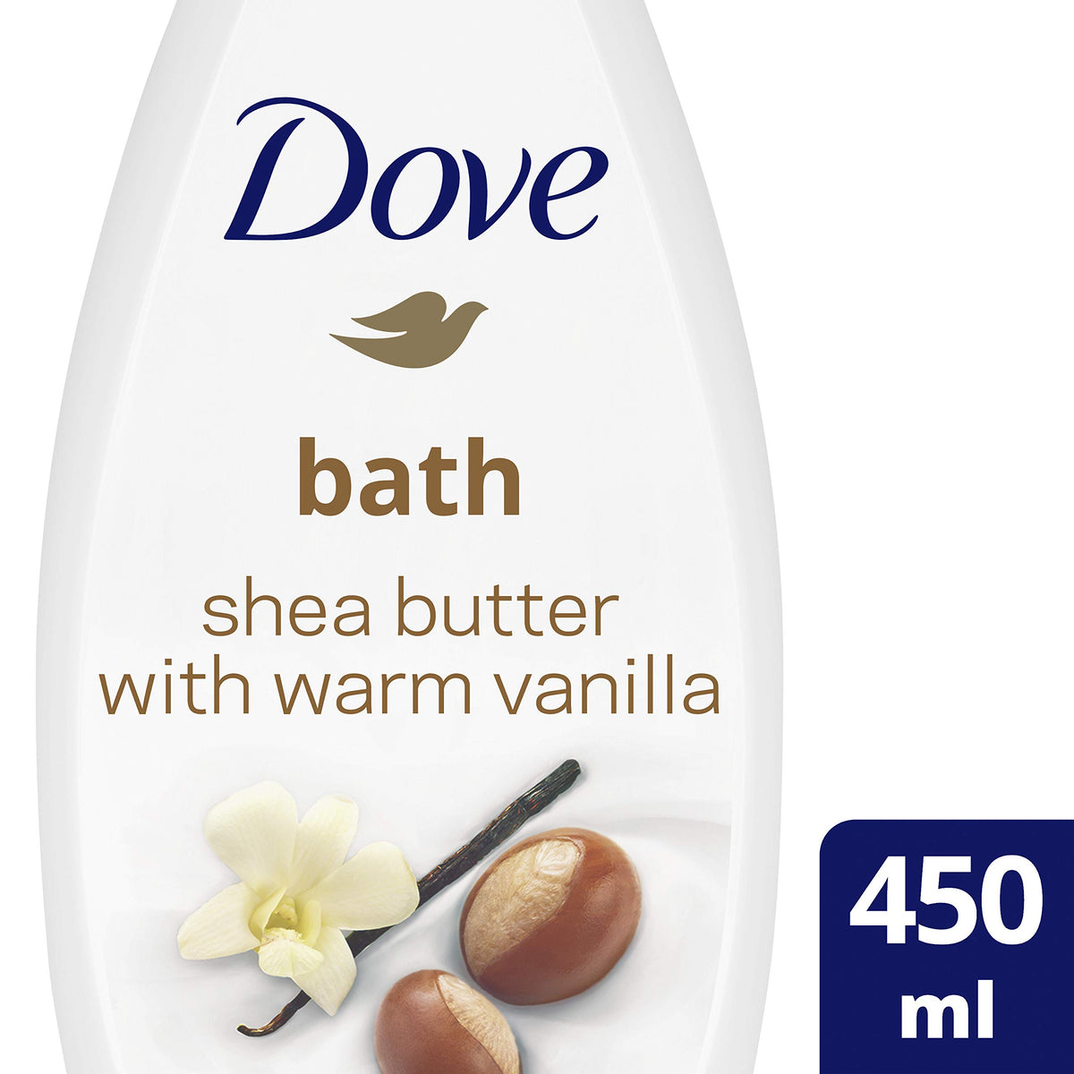 Dove Purely Pampering Shea Butter and Warm Vanilla Bath Soak - 450 ml, Pack of 4