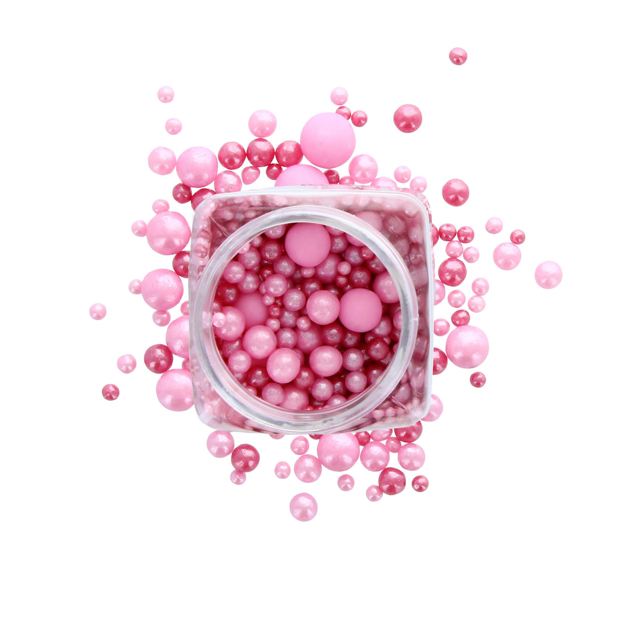 Baked with Love Candy Pearl Sprinkles - Pink Sugar Balls for Cakes | 100g Resealable Bottle 3