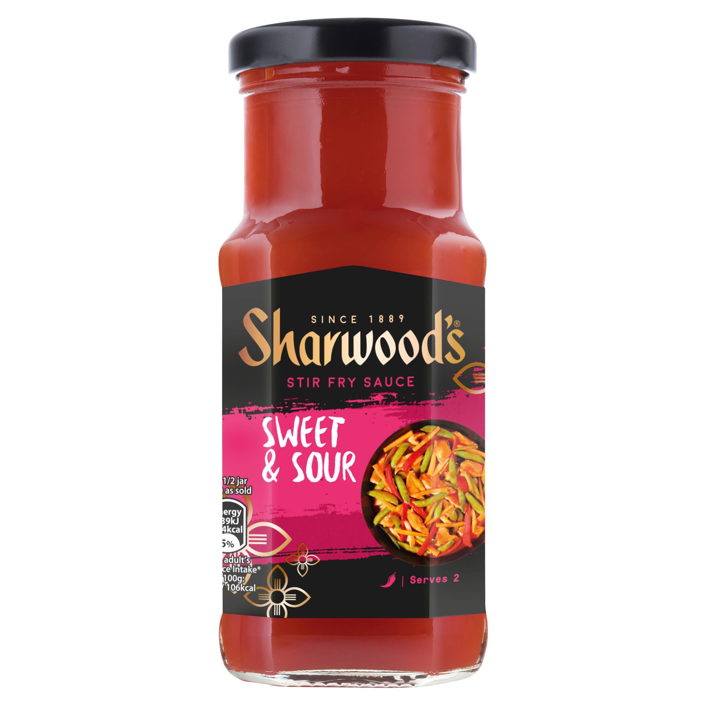 Sharwood's Sweet & Sour Stir-Fry Sauce - Tangy Tomato & Pineapple Flavor | 195g Jar