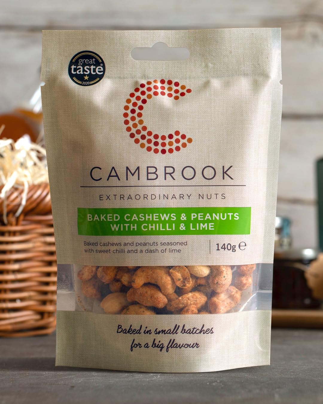 Cambrook Baked Cashews & Peanuts with Chilli & Lime - 140g Bag 3