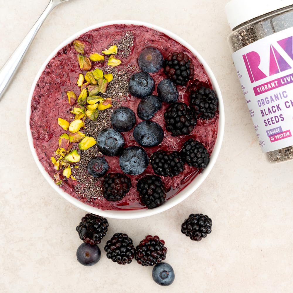 Raw Vibrant Living Organic Black Chia Seeds - High Fibre & Protein | 450g 2