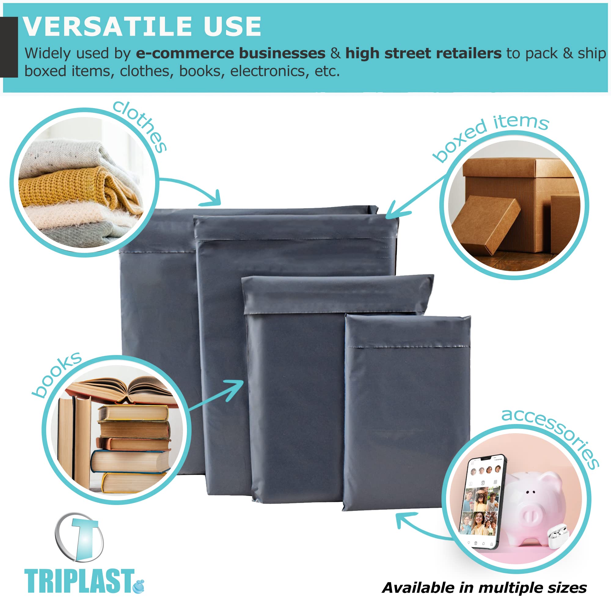 Triplast Grey Parcel Postage Mailing Bags - 17 x 24" (425x600mm) | 55mu LDPE | Pack of 50 7