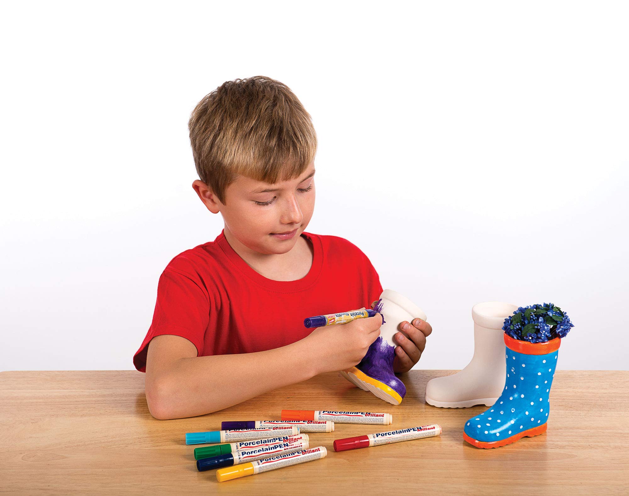 Baker Ross Wellington Boot Ceramic Flowerpots for Kids Crafting, Pack of 2 | Ready to Paint