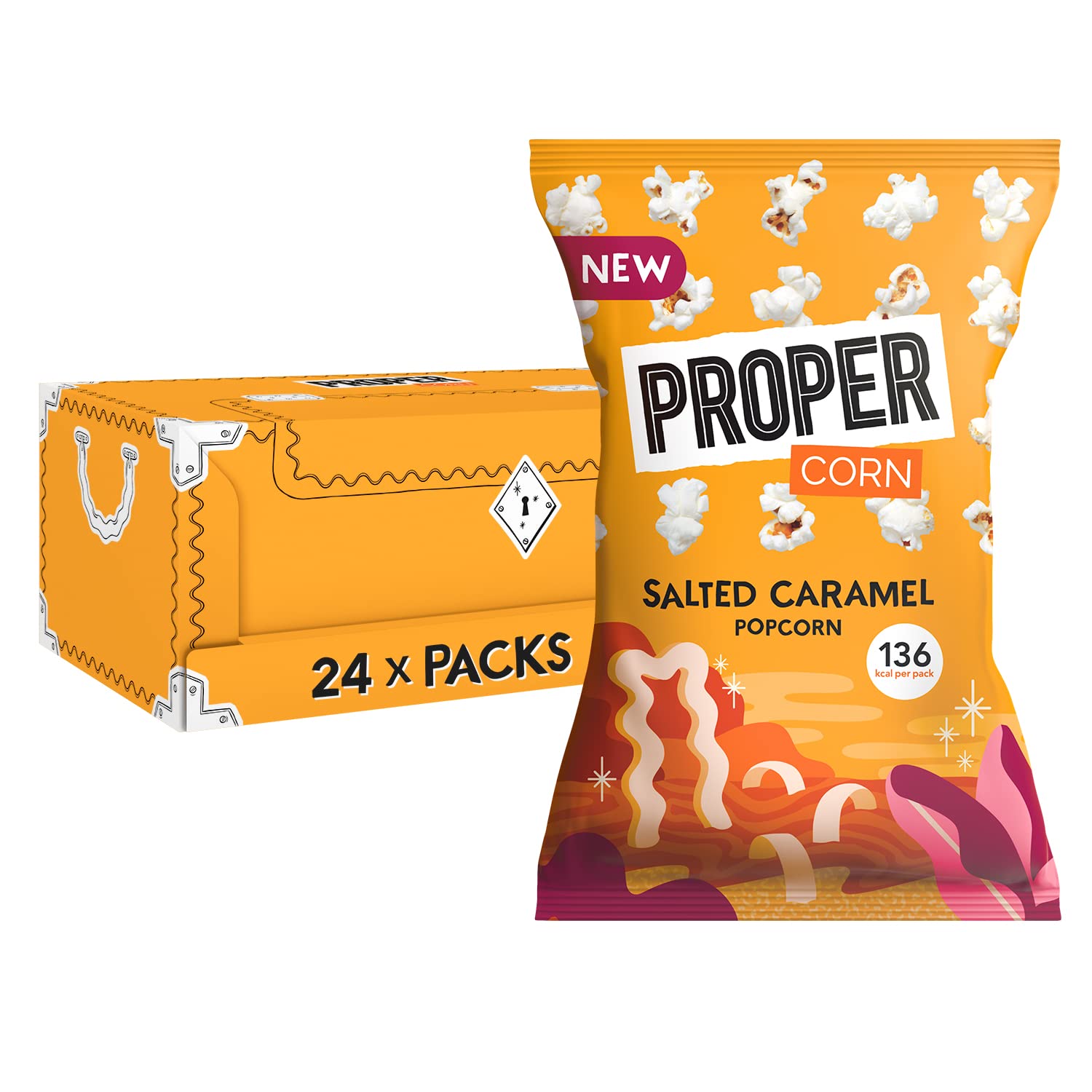 PROPER Salted Caramel Popcorn, 24 x 28g - Vegan Gluten Free Snacks 1