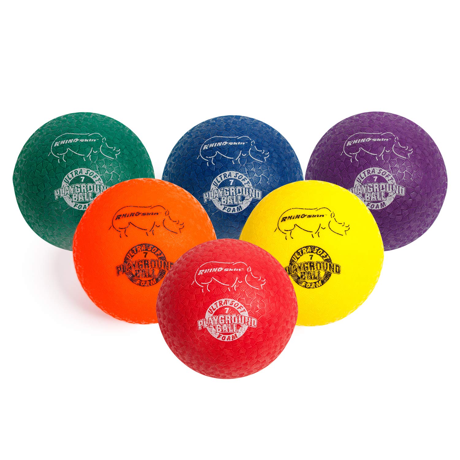 Champion Sports Rhino Skin Playground Ball Set - 7 Inch, Non-Sting Foam Core | 6 Balls Included 7