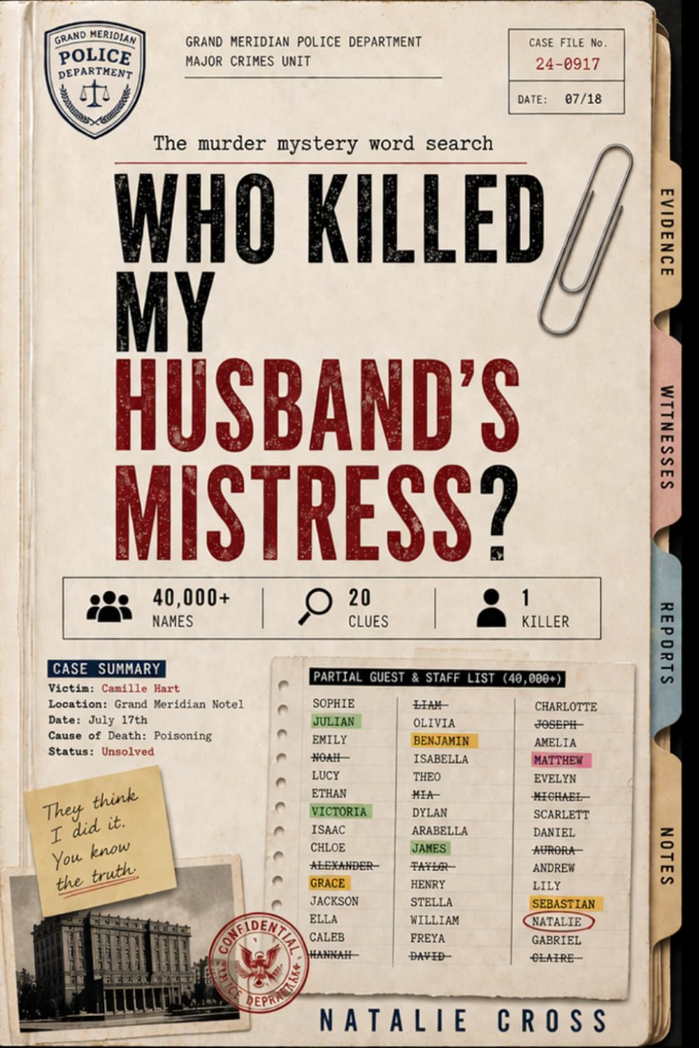 The murder mystery word search: Who killed my husband’s mistress? by Natalie Cross | Paperback Brain Teaser 1