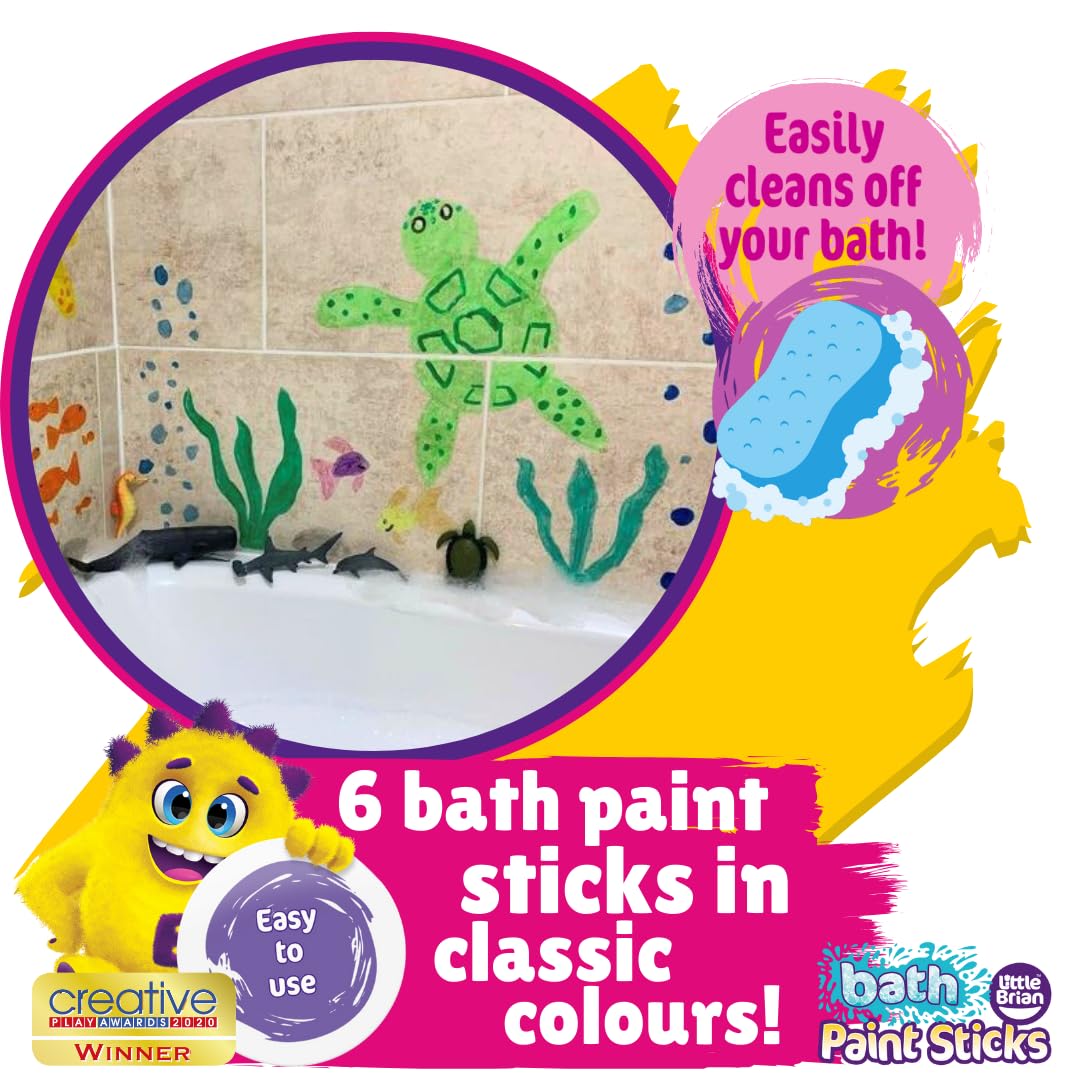 Little Brian Bath Paint Sticks - 6 Pack, Mess-Free, Quick Drying | Assorted Colours 4