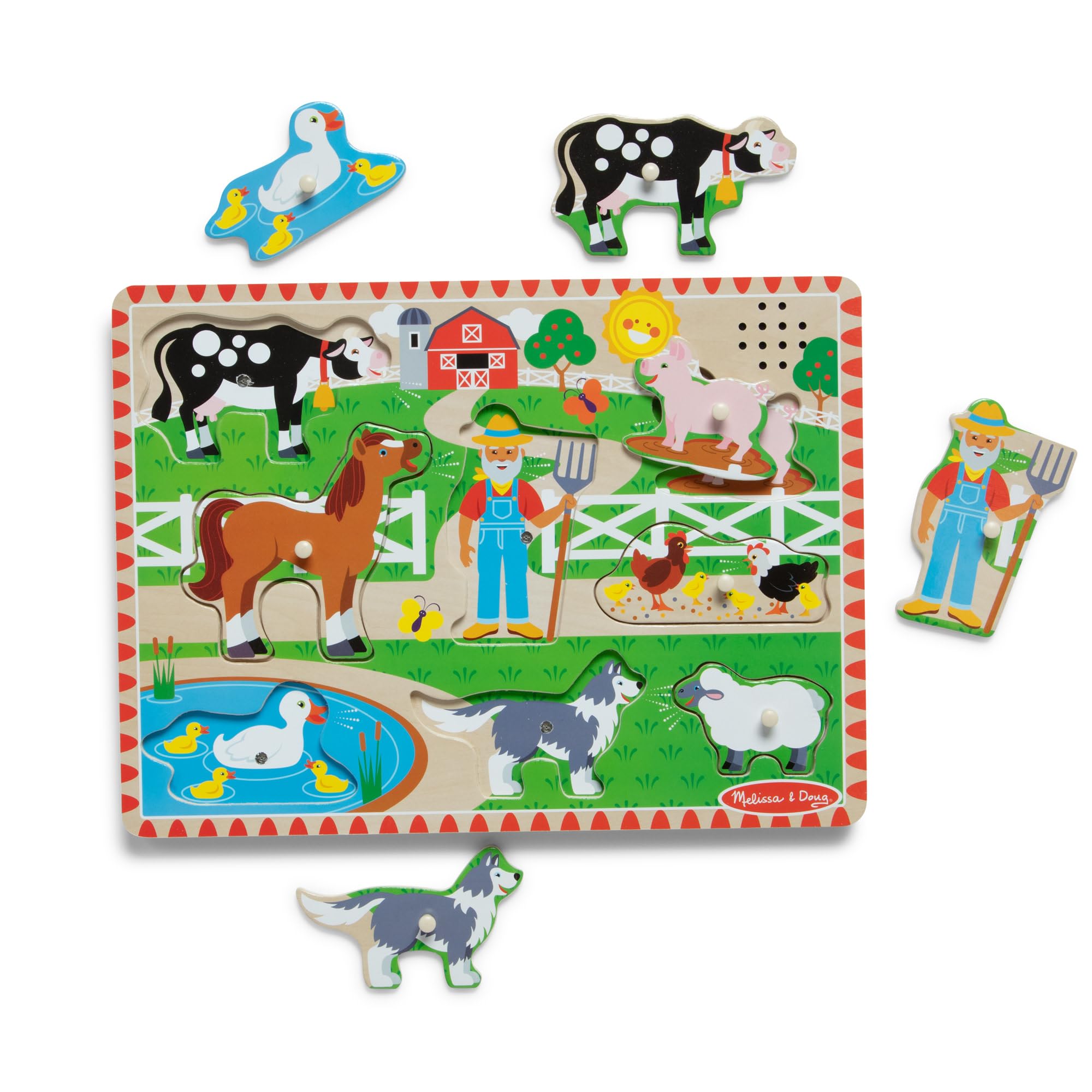 Melissa & Doug Old MacDonald’s Farm Wooden Animal Sound Puzzle - Ages 2+ | Pegged Puzzle 4