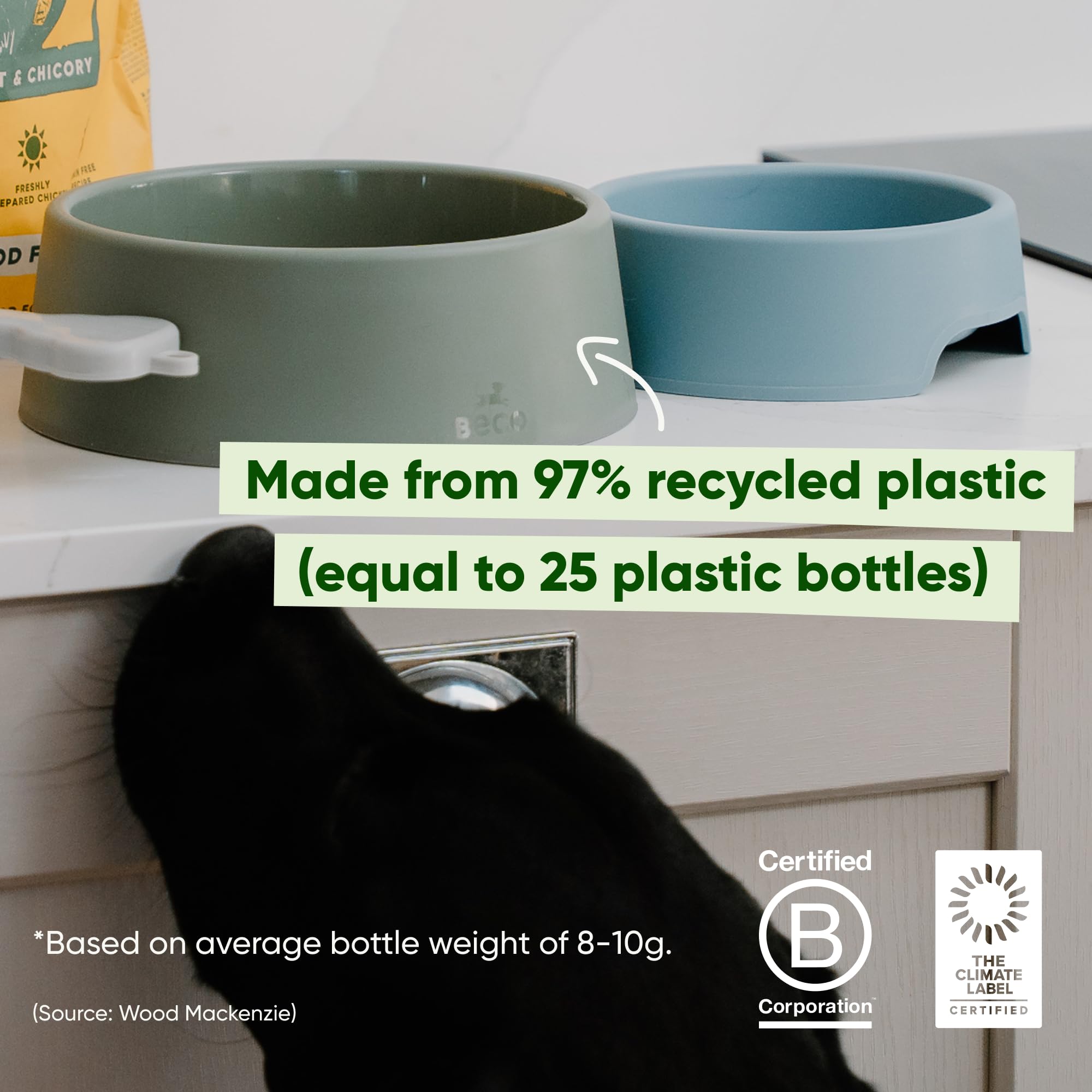 Beco Steady Dog Bowl - Large | Non-Slip, Spill Proof, Recycled Plastic 6