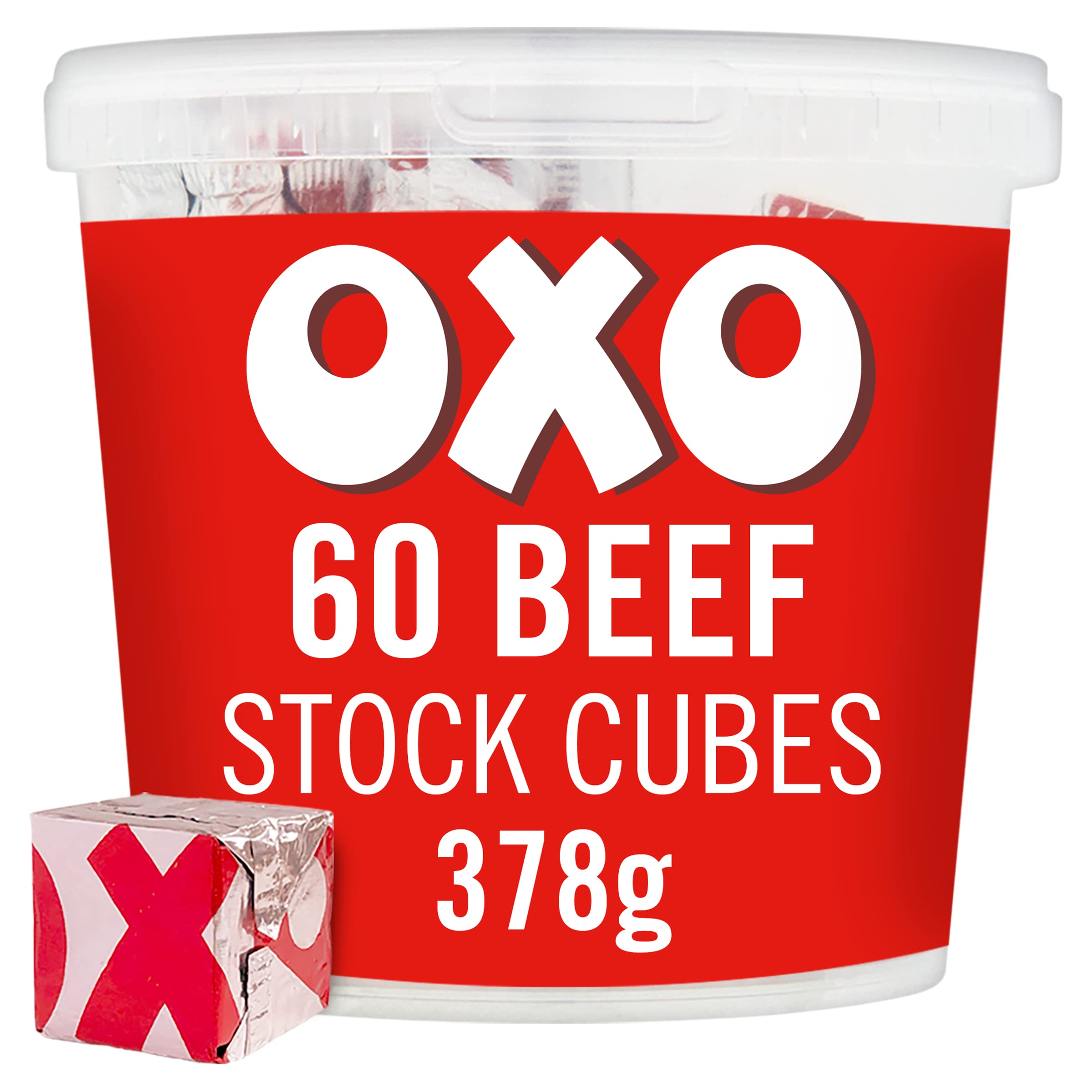 OXO Beef Stock Cubes - 60 Count, 378g Pack | Rich Meat Juices | Versatile Cooking