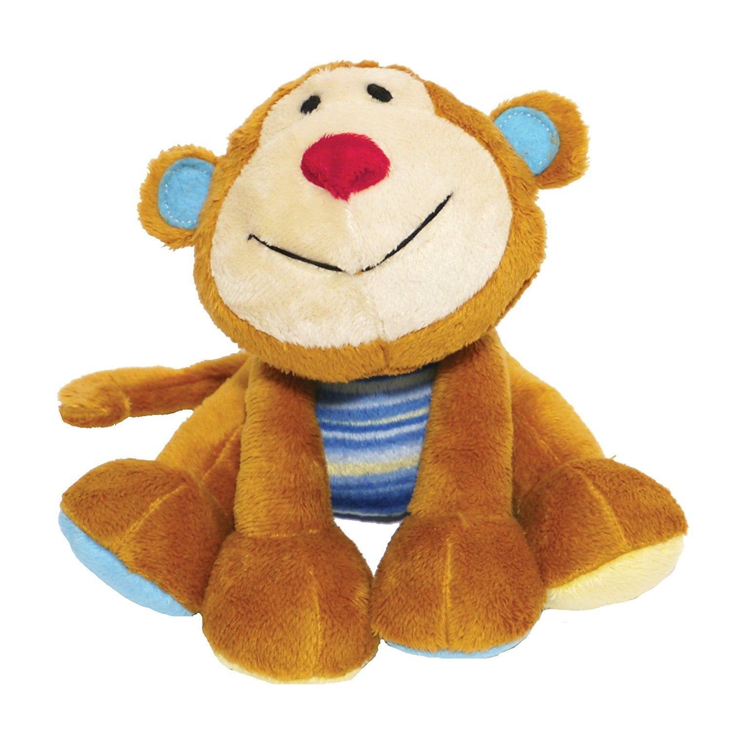 Rosewood Marvin Monkey Dog Toy - Mini Size Comfort Plush | Squeaker Inside | Brown/Tan/Blue