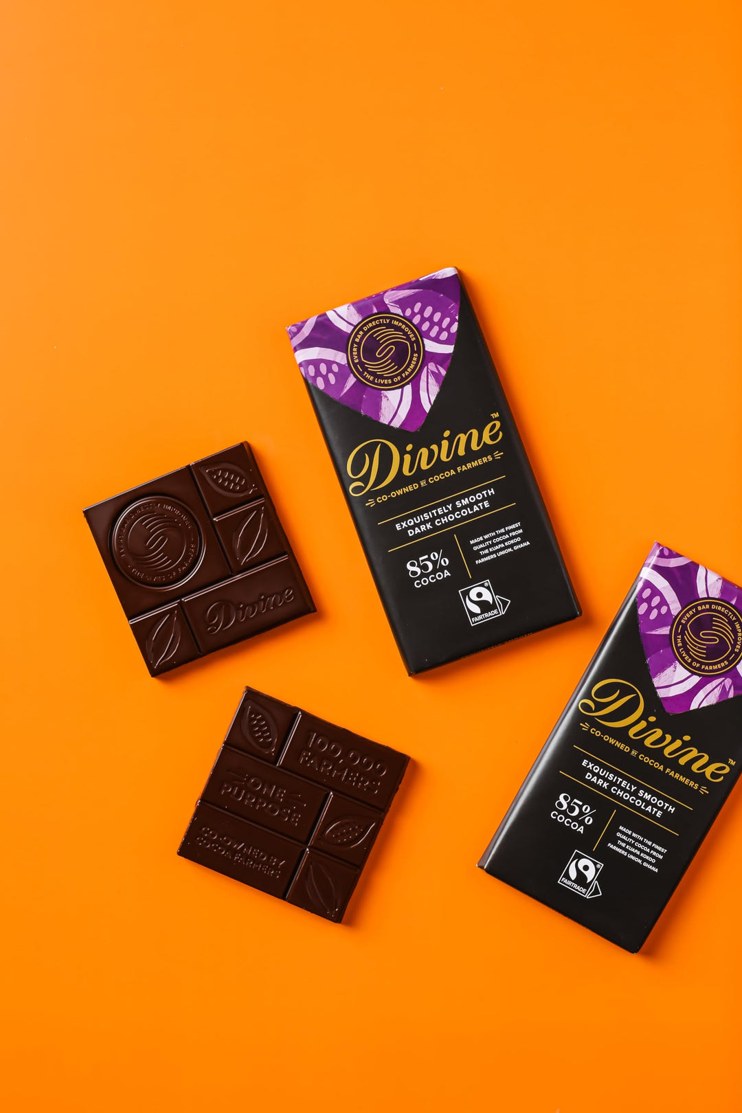 Divine - 85% Cocoa Dark Chocolate Bar (90 g, Pack of 15)
