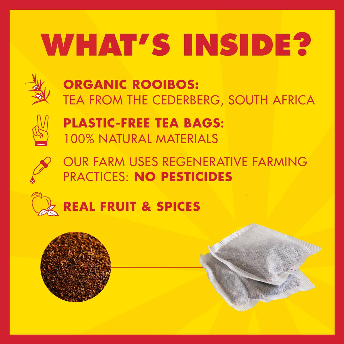 BOS Organic Chai Rooibos Tea Bags - Caffeine Free, 20 Teabags, 50 g