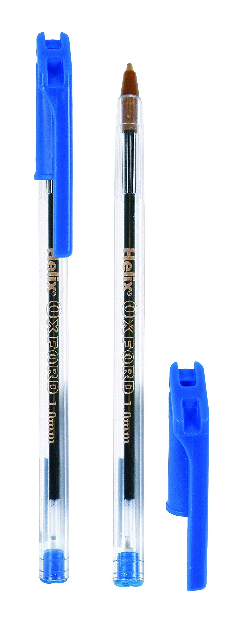 Helix Oxford Ballpoint Pens - Medium 1.0mm Point, Blue Ink | Pack of 6