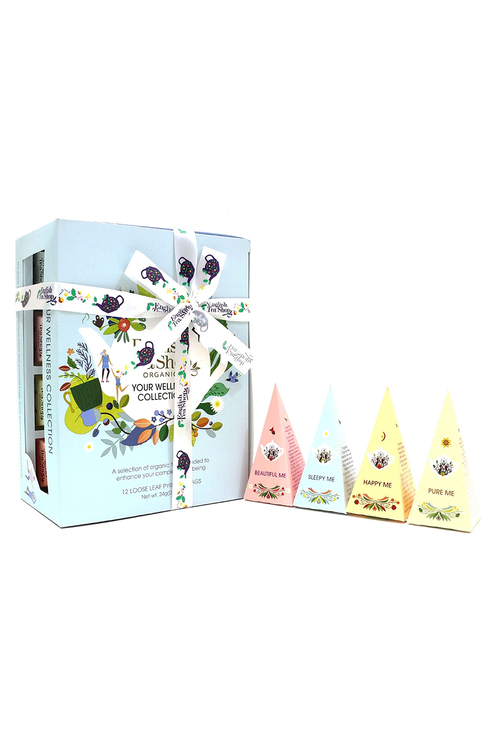 English Tea Shop Organic Wellness Tea Collection Prism - 12 Pyramid Tea Bags | 6 Flavours