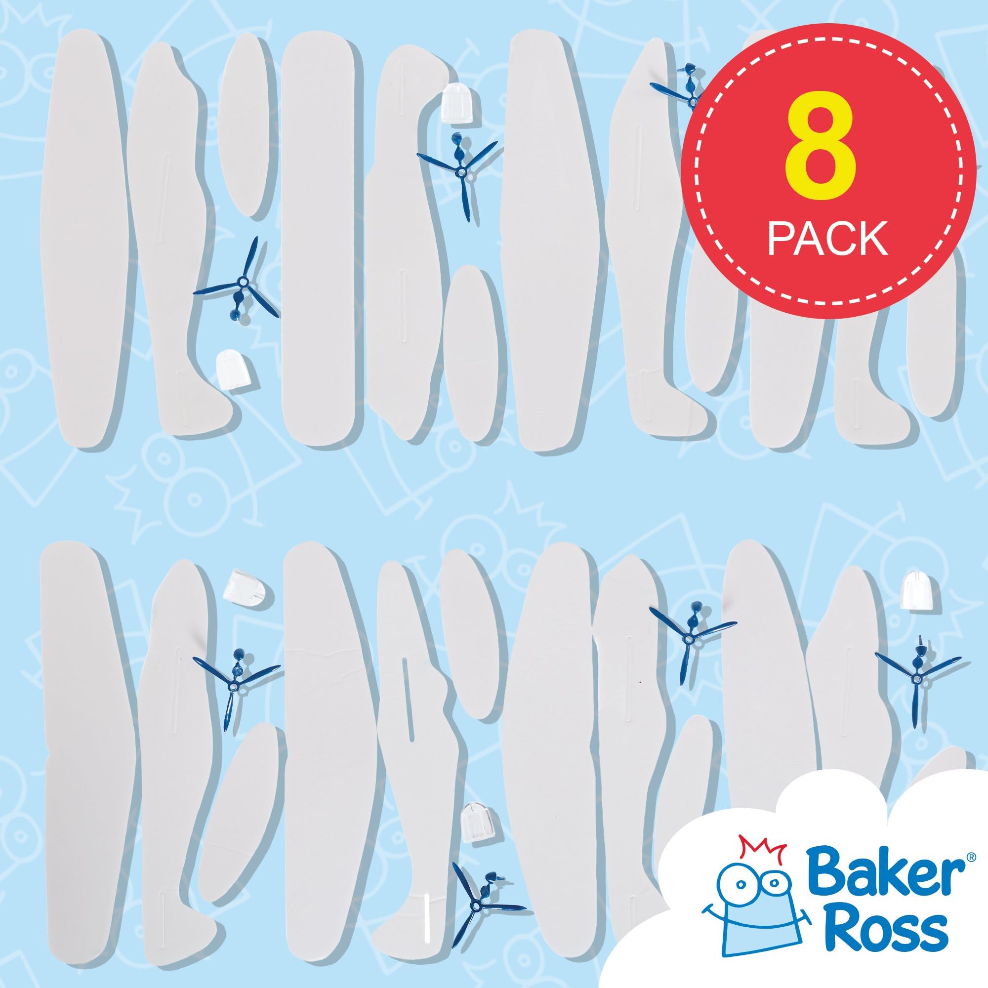 Baker Ross Make Your Own Flying Gliders - Pack of 8, 7 Inch Gliders, Assorted Colors 3