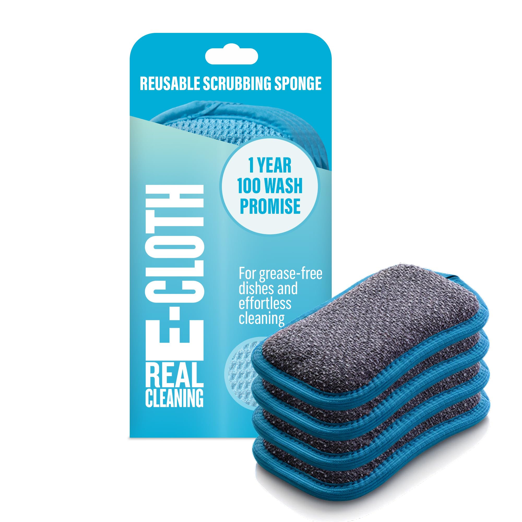 E-Cloth Washing Up Pad - Reusable Kitchen Scrubber | Pack of 4 | Blue
