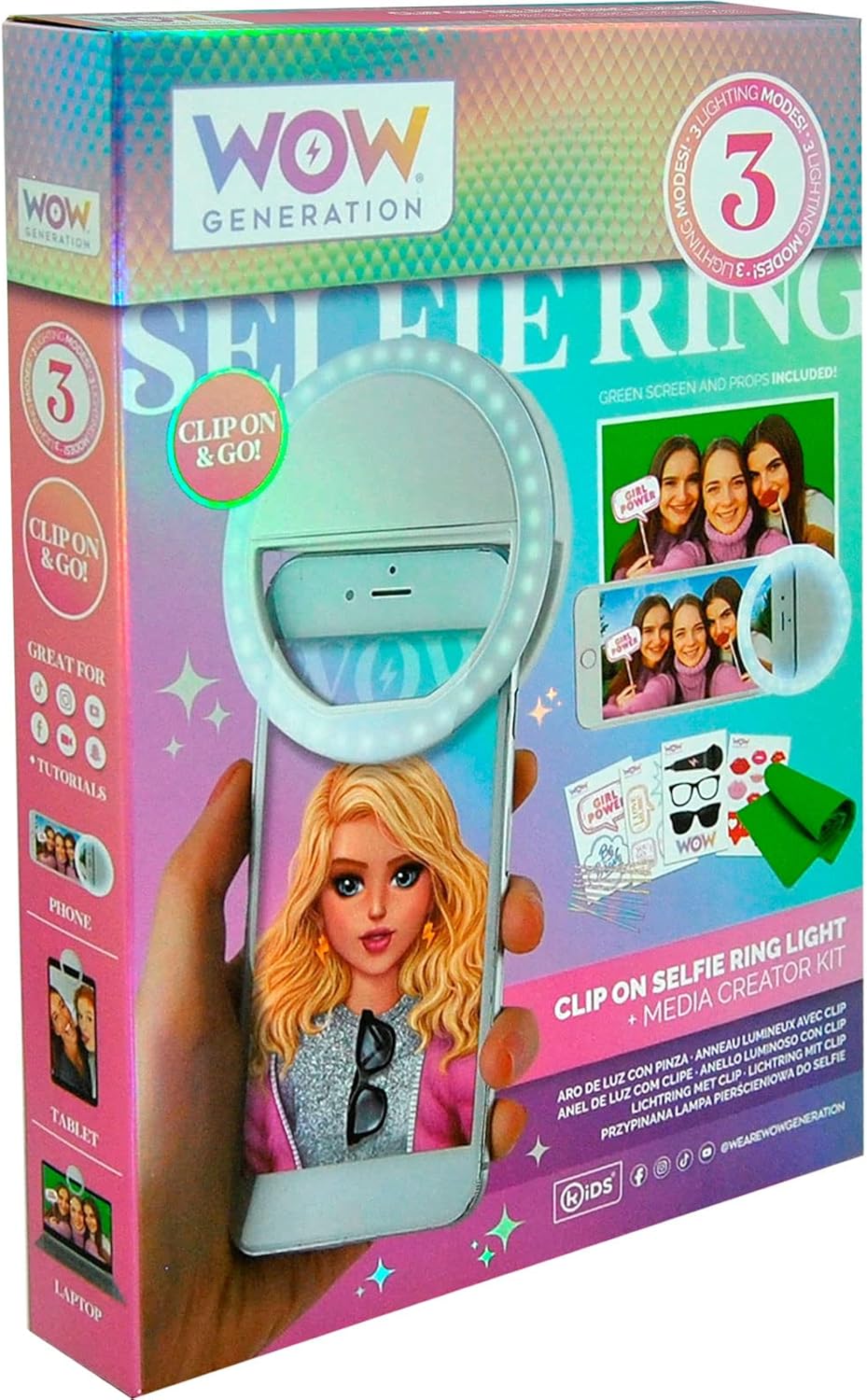 Kids Euroswan WOW00024 Selfie Light Ring with Wow Generation Accessories - Multic