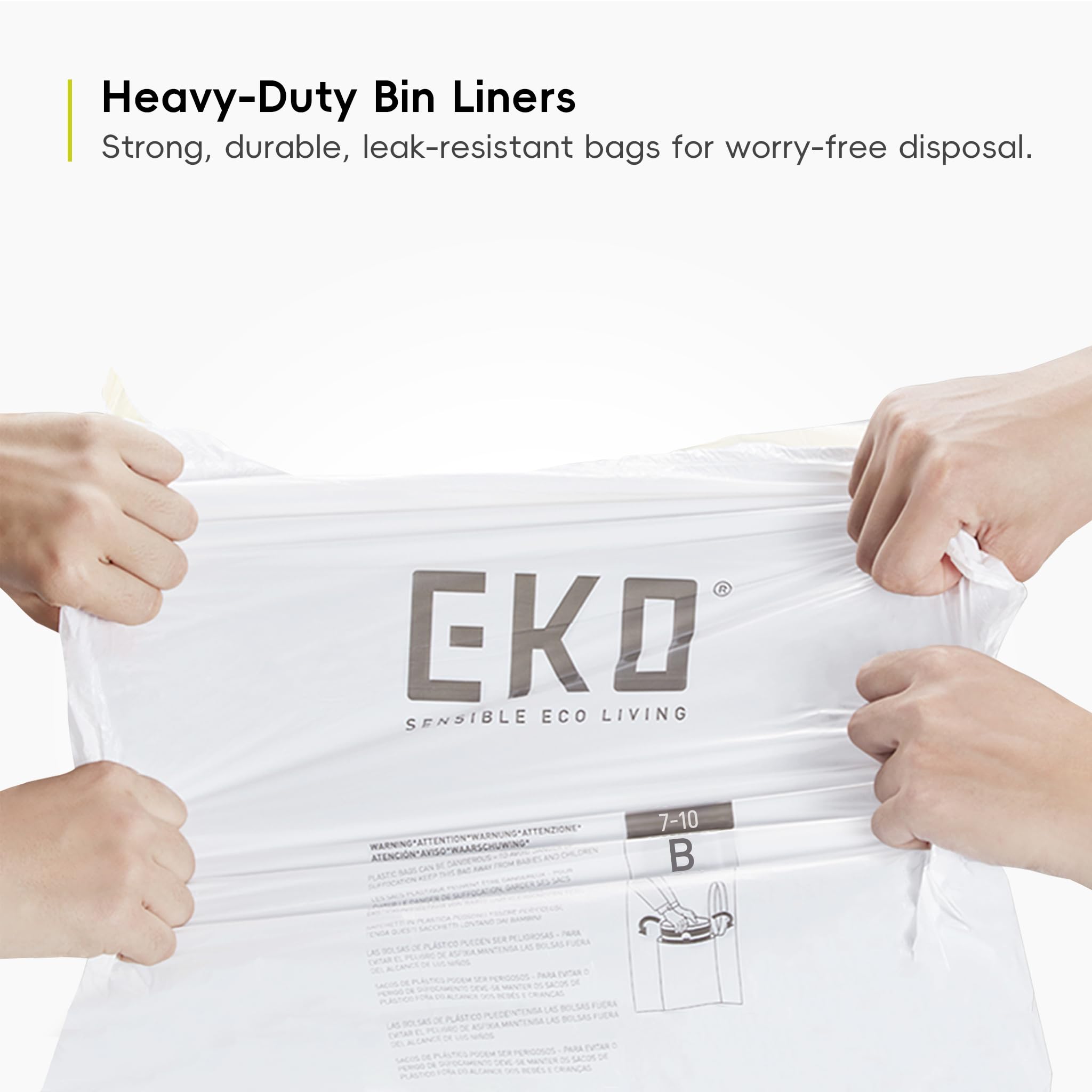 EKO Size B Bin Liners - Extra Strong, Drawstring Tie Handles | 7-10 Litre Capacity | 25 Count 2