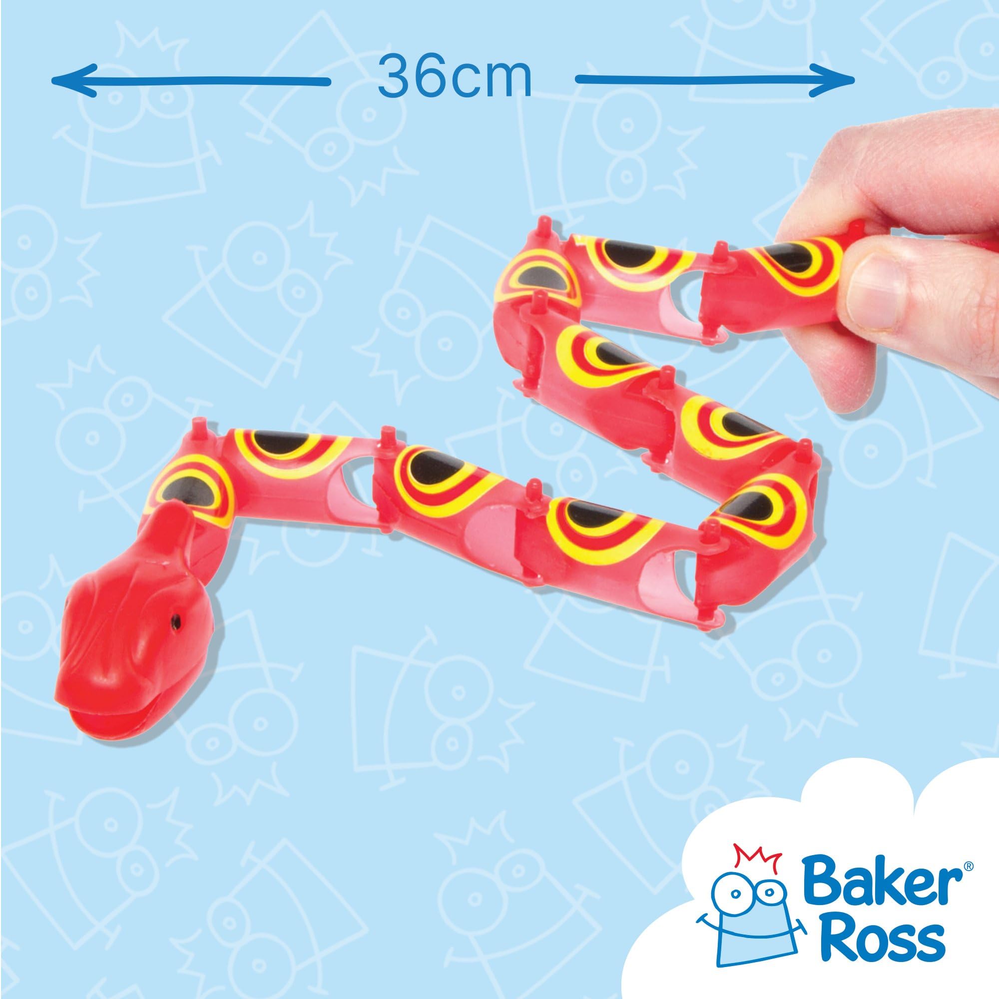 Baker Ross Jointed Wiggly Snakes - Pack of 10 Assorted Colour Party Favours | 36cm Long 3
