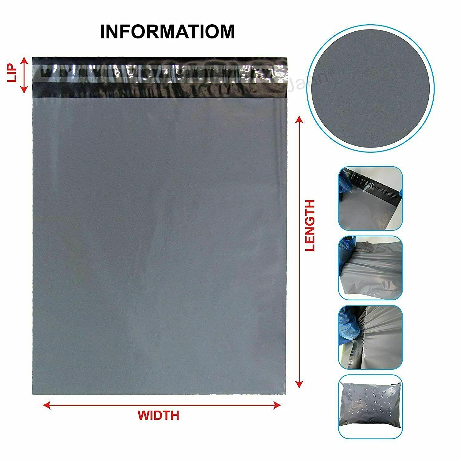 G4GADGET Grey Poly Mailing Bags - 50 Pack, 10x14 Size | Heavy Duty, Waterproof Shipping Mailers 7