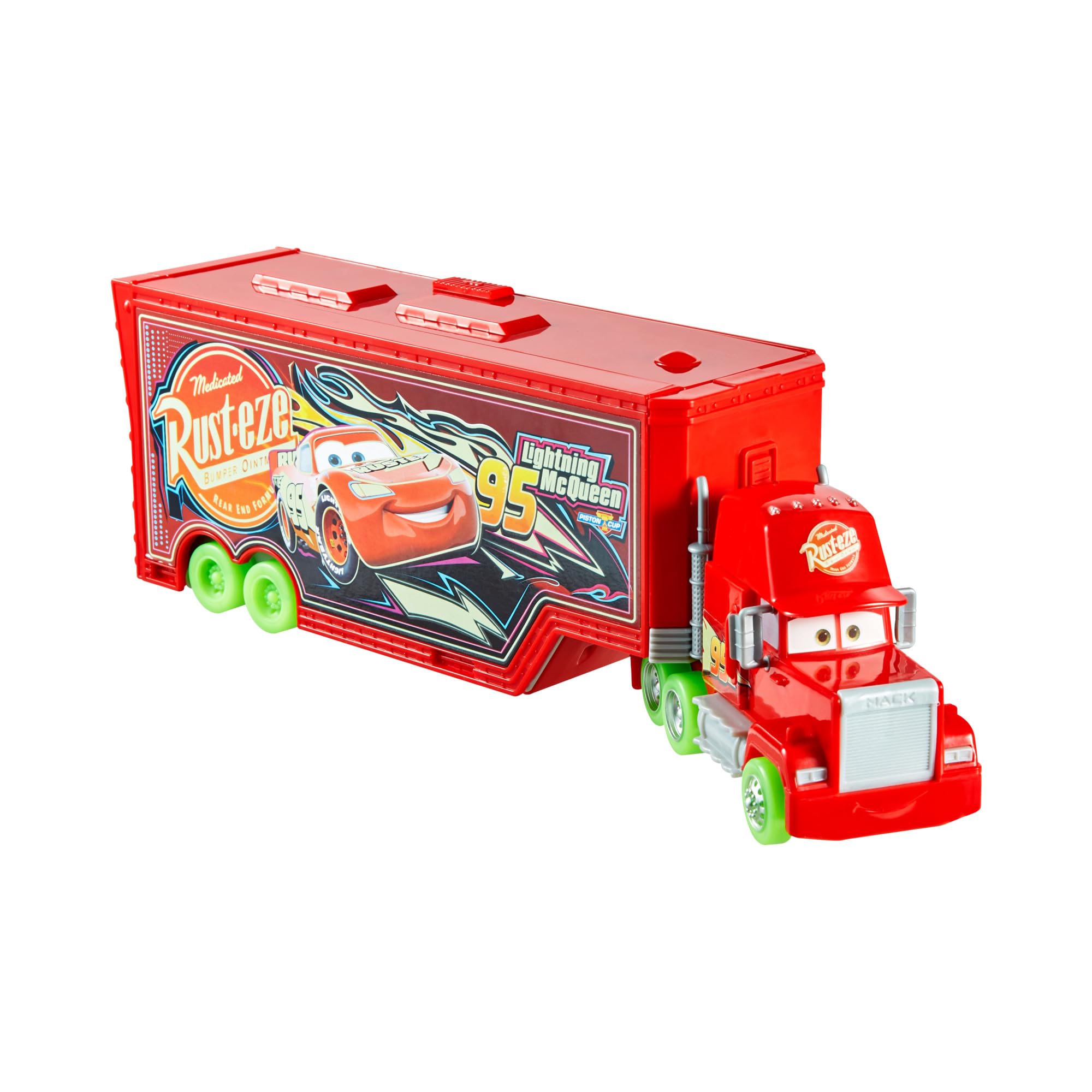 Disney and Pixar Cars Glow Racers Transforming Mack Playset - 2-in-1 Glow-in-the-Dark Vehicle with Launcher & Tune-Up Station 1