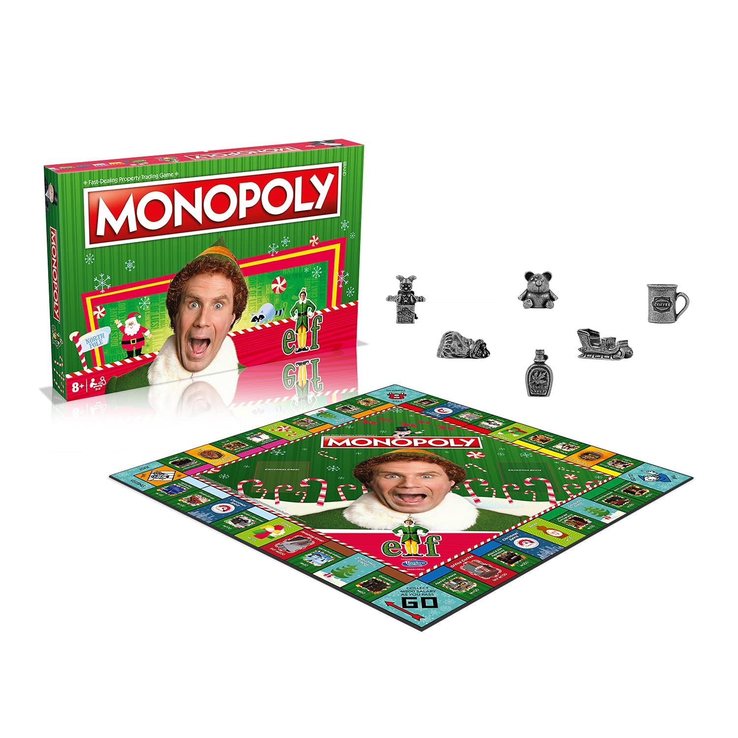 Winning Moves Elf Monopoly Board Game - Festive Token Edition with Santa's Workshop and Empire State Building 11