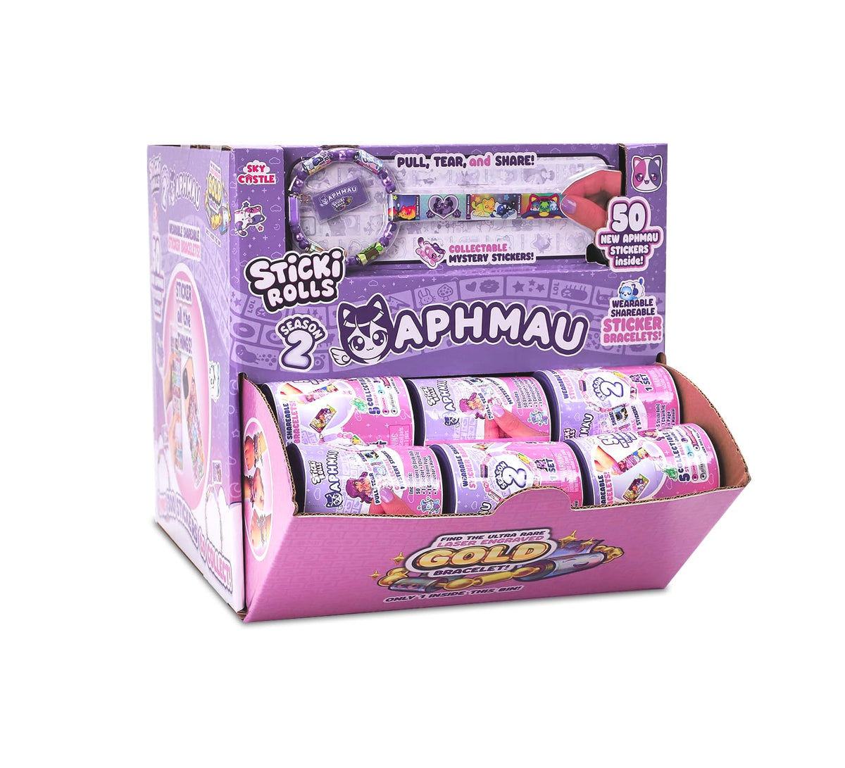 STICKI ROLLS Aphmau S2 Surprise Blind Pack - 50 Holographic Stickers | Wearable Bracelet | Kawaii Style