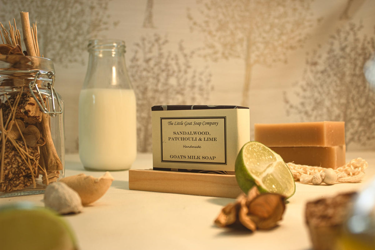 The Little Goat Soap Company Sandalwood, Patchouli & Lime Goats Milk Soap Bar - Moisturizing | 100g | Handmade