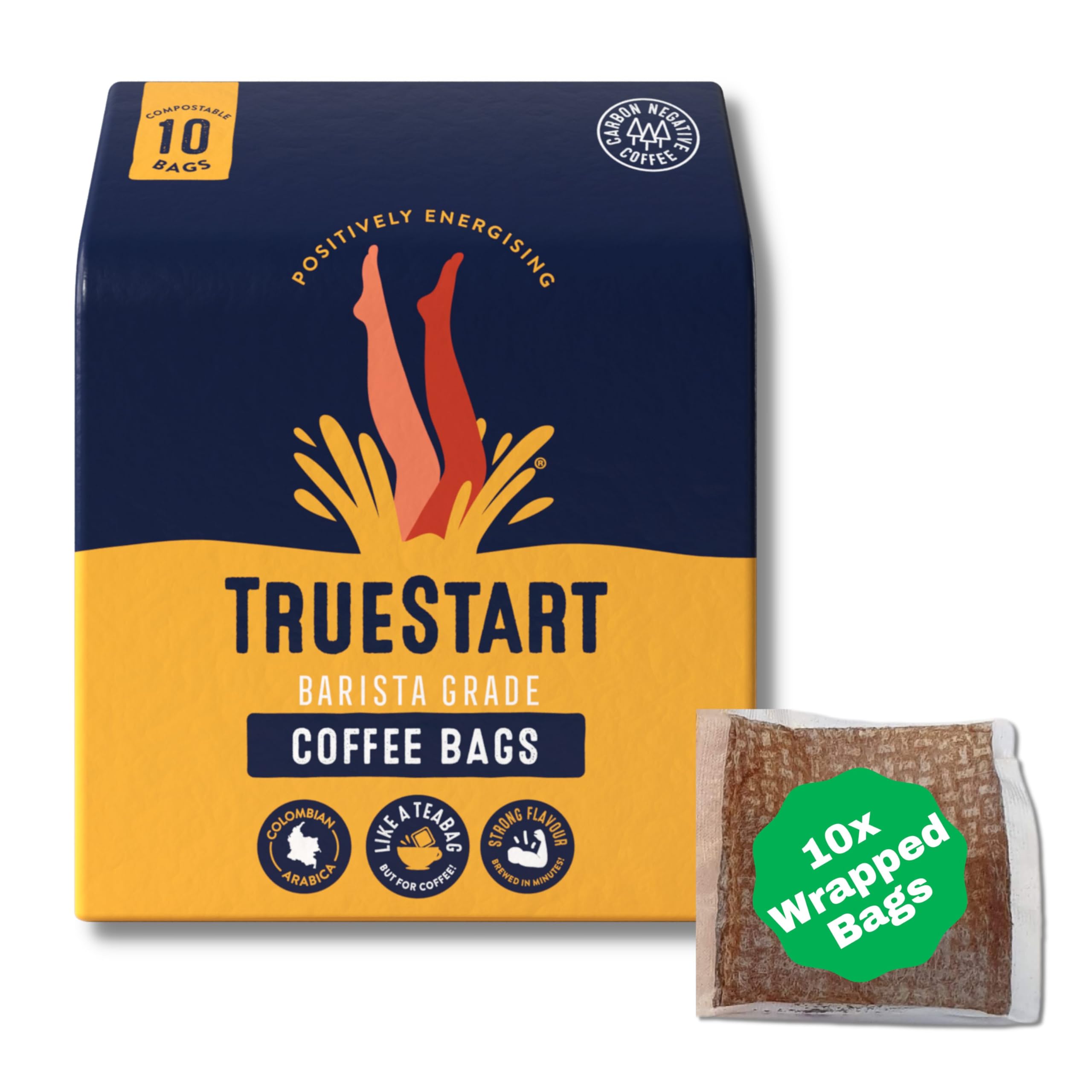 TRUESTART Coffee Bags - Smooth Energising Colombian Arabica, Mycotoxin-Free, 10 Count 1