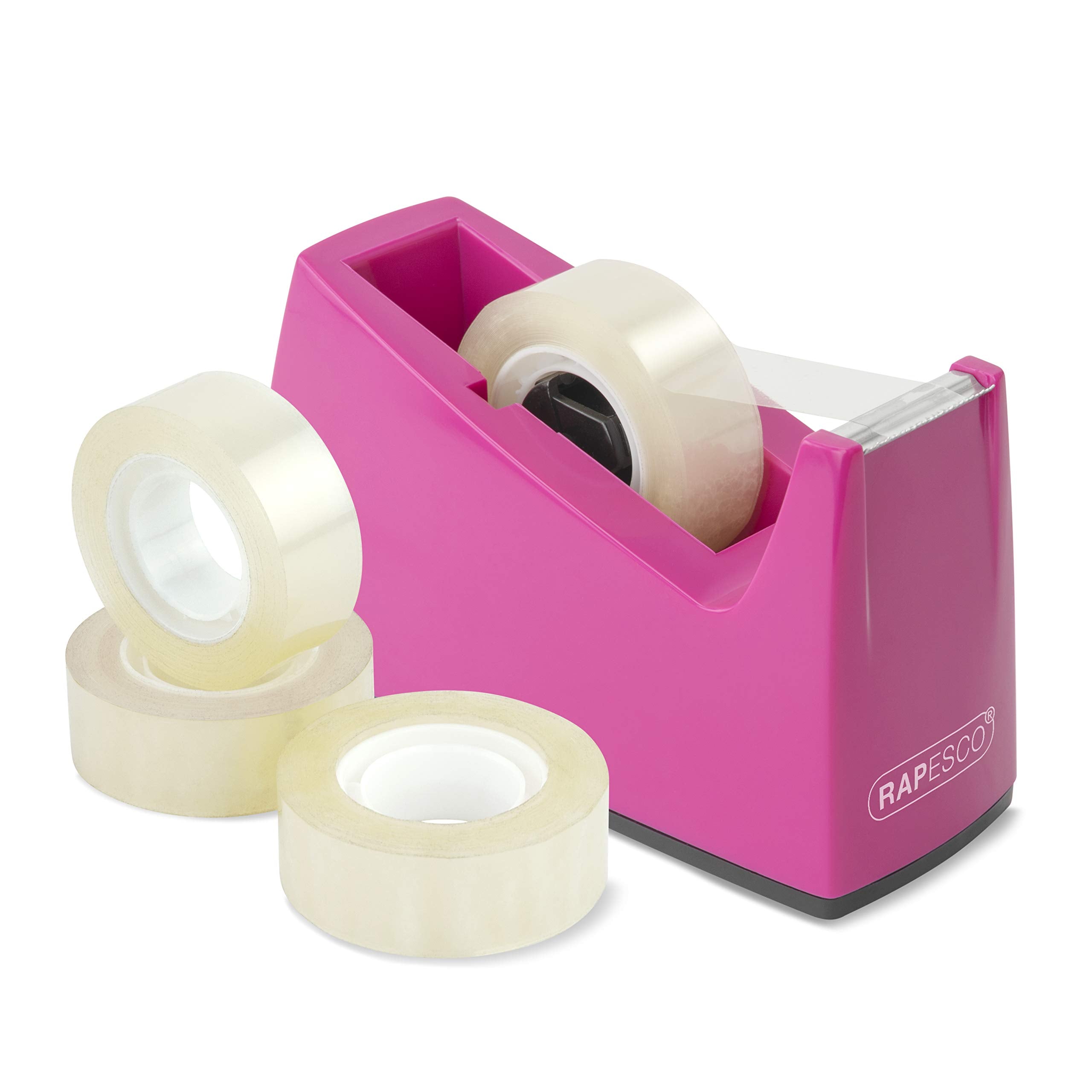 Rapesco 1621 Tape Dispenser 300 for Rolls with 1" (25 mm) Core, Includes 4