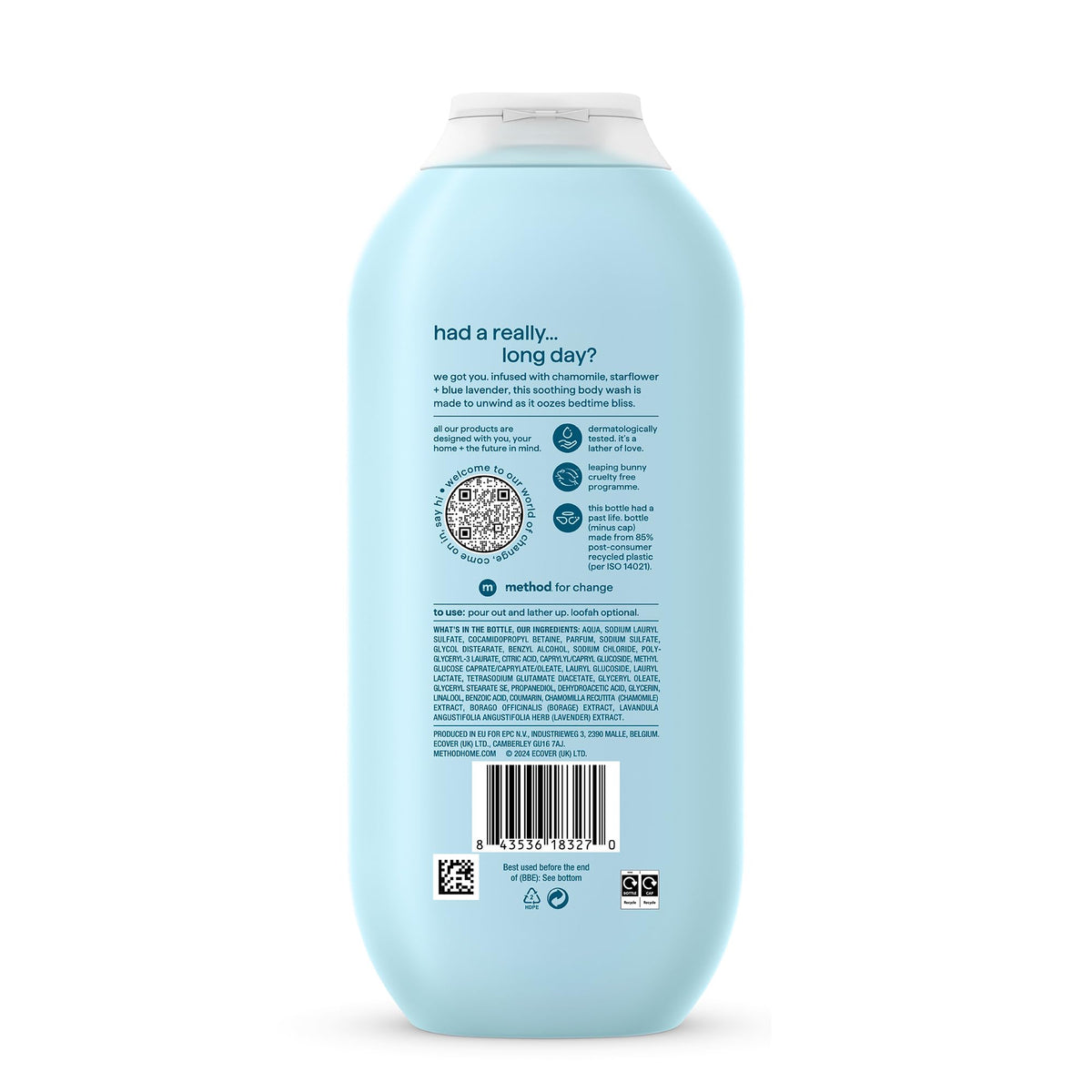 Method Wind Down Body Wash Shower Gel, Chamomile, Starflower & Blue Lavender - 2 x 532 ml