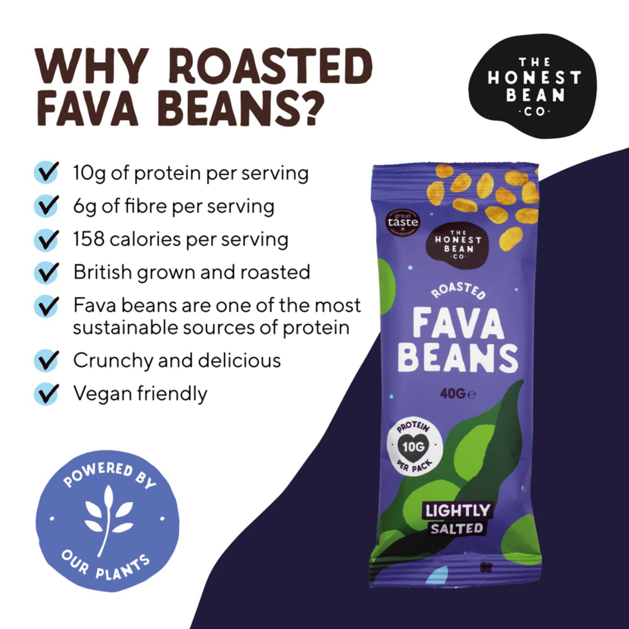 The Honest Bean Co Roasted Fava Beans Lightly Salted - High Protein Vegan Snack | 12 x 40g Bags 6