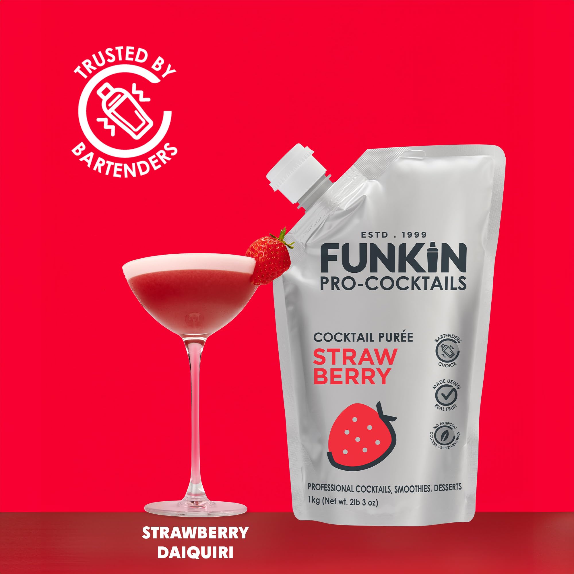 Funkin Pro Strawberry Puree for Cocktails - Real Fruit Mixer | 1 kg Pouch | Zero Alcohol 4