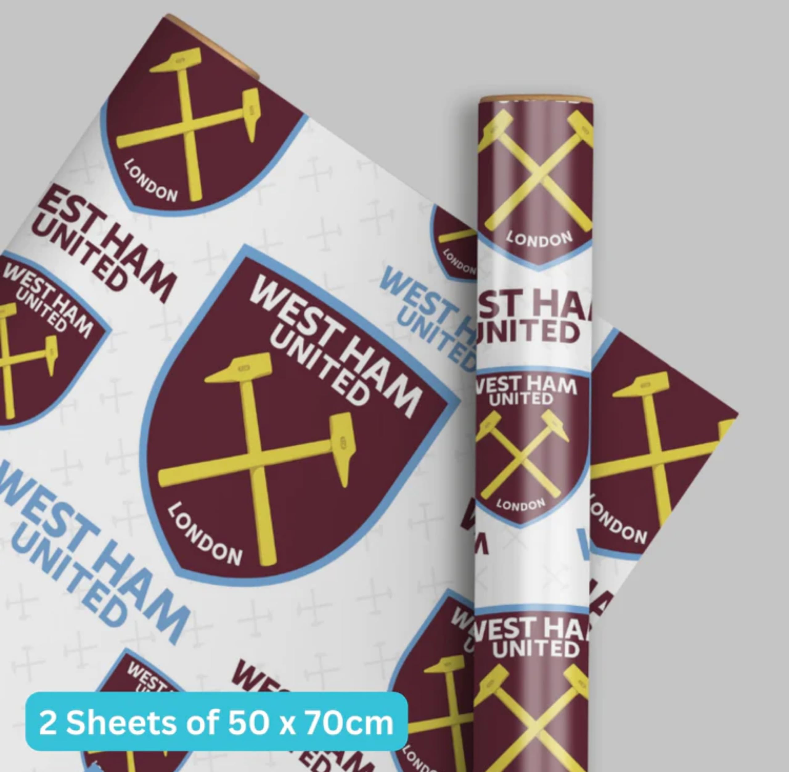 Danilo Promotions LTD West Ham United Gift Wrapping Paper - 2 Sheets & 2 Tags | 70cm x 50cm 4
